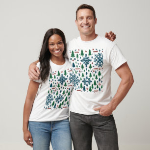 Feestelijke winter sneeuwvlok patroon t-shirt