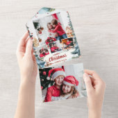 Feestelijke Winter Snow Village Four-Photo All In One Uitnodiging (Afscheurbaar)