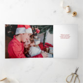 Feestelijke Winter Snow Village Four-Photo Drieluik Kaart (Binnen)