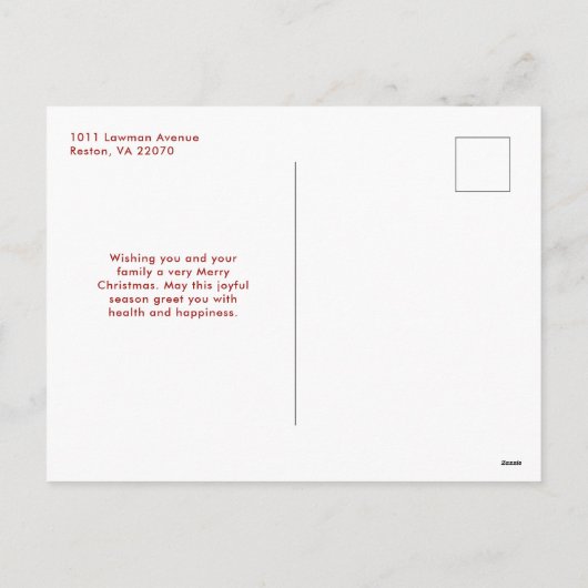 Feestelijke Winter Snow Village Four-Photo Feestdagenkaart (Achterkant)