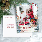 Feestelijke Winter Snow Village Four-Photo Feestdagenkaart