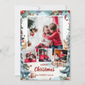 Feestelijke Winter Snow Village Four-Photo Feestdagenkaart (Voorkant)