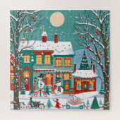 Feestelijke Winter Village Jigsaw Puzzel (Verticaal)