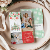 Feestelijke Winter Village Red Merry Christmas 2 F Feestdagenkaart