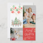 Feestelijke Winter Village Red Merry Christmas 2 F Feestdagenkaart (Voorkant)