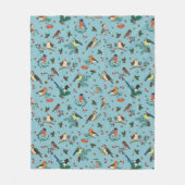 Feestelijke Winter Vogels Kerstpatroon Fleece Deken (Voorkant)