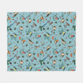 Feestelijke Winter Vogels Kerstpatroon Fleece Deken (Voorkant (Horizontaal))