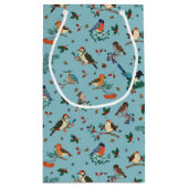 Feestelijke Winter Vogels Kerstpatroon Klein Cadeauzakje (Achterkant)