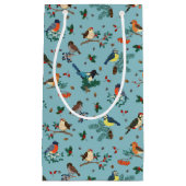 Feestelijke Winter Vogels Kerstpatroon Klein Cadeauzakje (Voorkant)