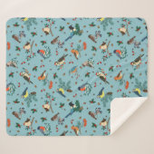 Feestelijke Winter Vogels Kerstpatroon Sherpa Deken (Voorkant (horizontaal))