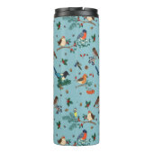 Feestelijke Winter Vogels Kerstpatroon Thermosbeker (Achterkant)
