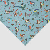 Feestelijke Winter Vogels Kerstpatroon Tissuepapier (Detail)