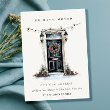 Feestelijke Winter Voordeur Wij Zijn Verhuisd Kaar
