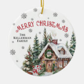 Feestelijke winter Waterverf kerst Keramisch Ornament (Voorkant)