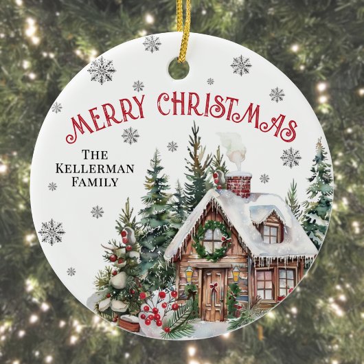 Feestelijke winter Waterverf kerst Keramisch Ornament
