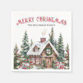 Feestelijke winter Waterverf kerst Servet (Voorkant)