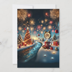 Feestelijke Winter Wonderland met warme chocoladem Feestdagenkaart