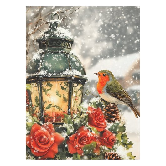 Feestelijke Winter Wonderland Scene Tafelkleed (Voorkant)