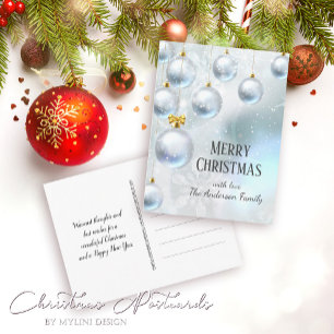 Feestelijke Winter Wonderland Zilveren Ballen Kers Briefkaart