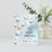 Feestelijke Winter Wonderland Zilveren Ballen Kers Briefkaart (Staand voorkant)