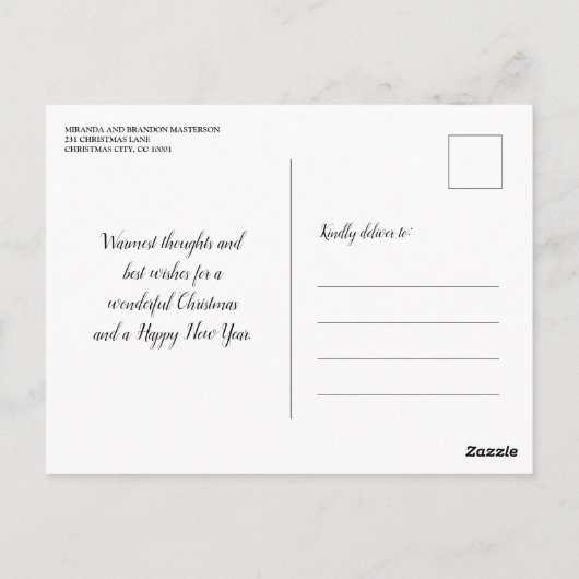 Feestelijke Winter Wonderland Zilveren Ballen Kers Briefkaart (Achterkant)