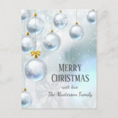 Feestelijke Winter Wonderland Zilveren Ballen Kers Briefkaart (Voorkant)