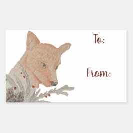 Feestelijke Winter Woodland Fox Rechthoekige Sticker