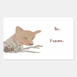 Feestelijke Winter Woodland Fox Rechthoekige Sticker