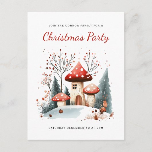 Feestelijke Winter Woodland Kerstfeest Uitnodiging (Voorkant)