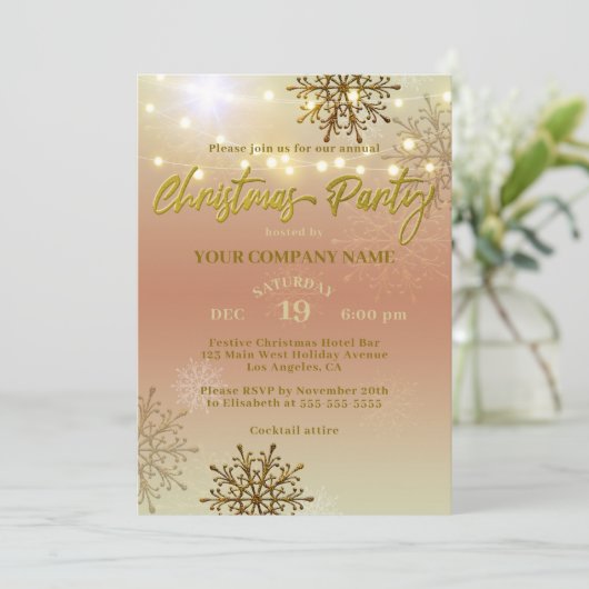 Feestelijke Winter Zakelijk Kerstfeest Uitnodiging (Staand voorkant)