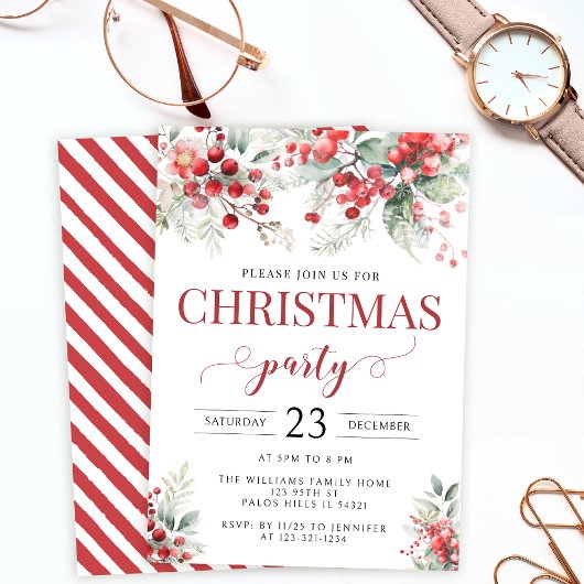 Feestelijke winterbessen bos Kerstfeest Kaart