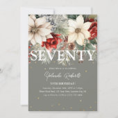 Feestelijke winterbloemen 70e verjaardag kaart (Voorkant)