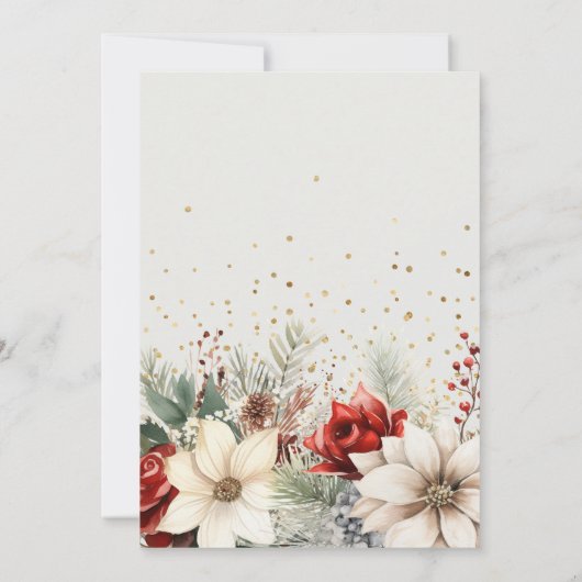 Feestelijke winterbloemen 70e verjaardag kaart (Achterkant)