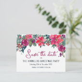 Feestelijke winterbloemen en bessen kerstfeest aankondigingskaart (Staand voorkant)