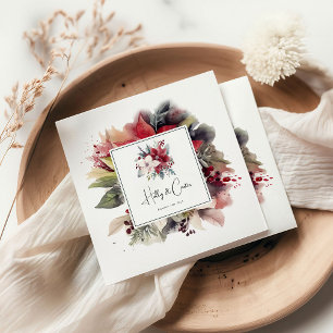 Feestelijke Winterbloemen Kerst Huwelijk Servet
