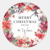 Feestelijke winterbloemen Kerstmis Ronde Sticker (Voorkant)