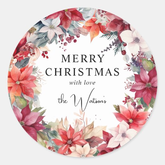 Feestelijke winterbloemen Kerstmis Ronde Sticker (Voorkant)