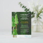 Feestelijke winterbomen Rustiek groen vakantiefees Uitnodiging Briefkaart (Staand voorkant)