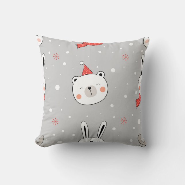 Feestelijke winterdieren kussen (Voorkant)