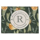 Feestelijke winterelegantie: Waterverf monogrammed Groot Cadeauzakje (Voorkant)