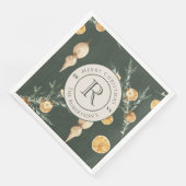 Feestelijke winterelegantie: Waterverf monogrammed Servet (Hoek)