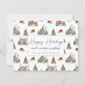 Feestelijke winterhuizen fijne feestdagen makelaar feestdagenkaart (Voorkant)