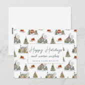 Feestelijke winterhuizen fijne feestdagen makelaar feestdagenkaart (Voorkant / Achterkant)