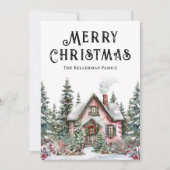 Feestelijke Winterhut Vrolijk Kerstfeest Feestdagenkaart (Voorkant)