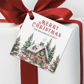 Feestelijke Winterhut Waterverf Kerst Bedankjes Labels