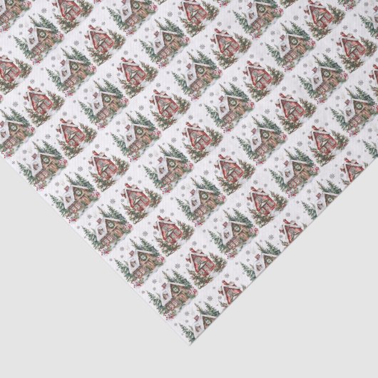 Feestelijke Winterhut Waterverf Kerst Tissuepapier (Detail)