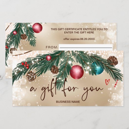 Feestelijke winterkrans logo Gold cadeaubon (Voorkant / Achterkant)