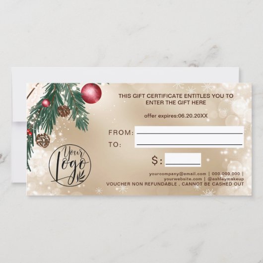 Feestelijke winterkrans logo Gold cadeaubon (Achterkant)
