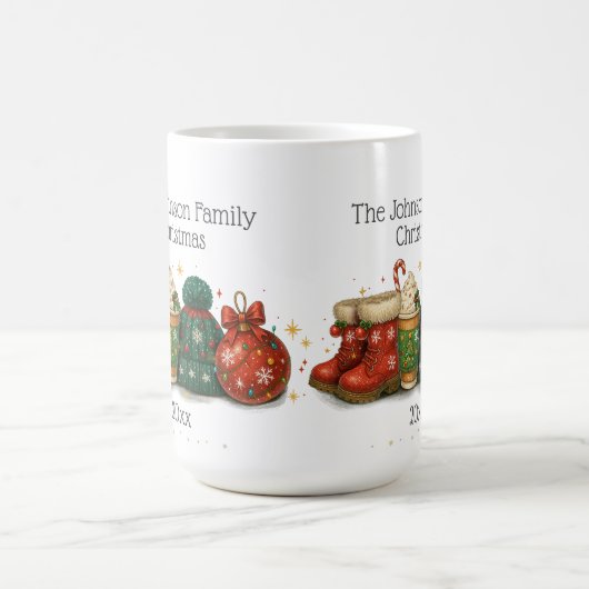 Feestelijke Winterlaarzen Petten Familie Kerst Koffiemok (Center)