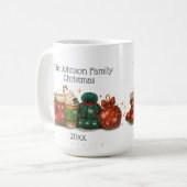 Feestelijke Winterlaarzen Petten Familie Kerst Koffiemok (Voorkant links)